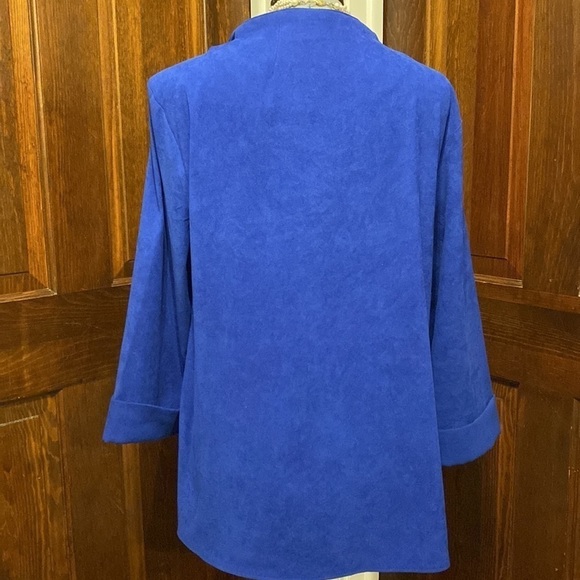 JM Collection blue 3/4 sleeve jacket. - Picture 4 of 6